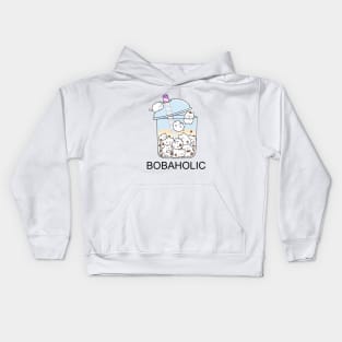 Chubby Bobaholic Cats Love Boba! Kids Hoodie